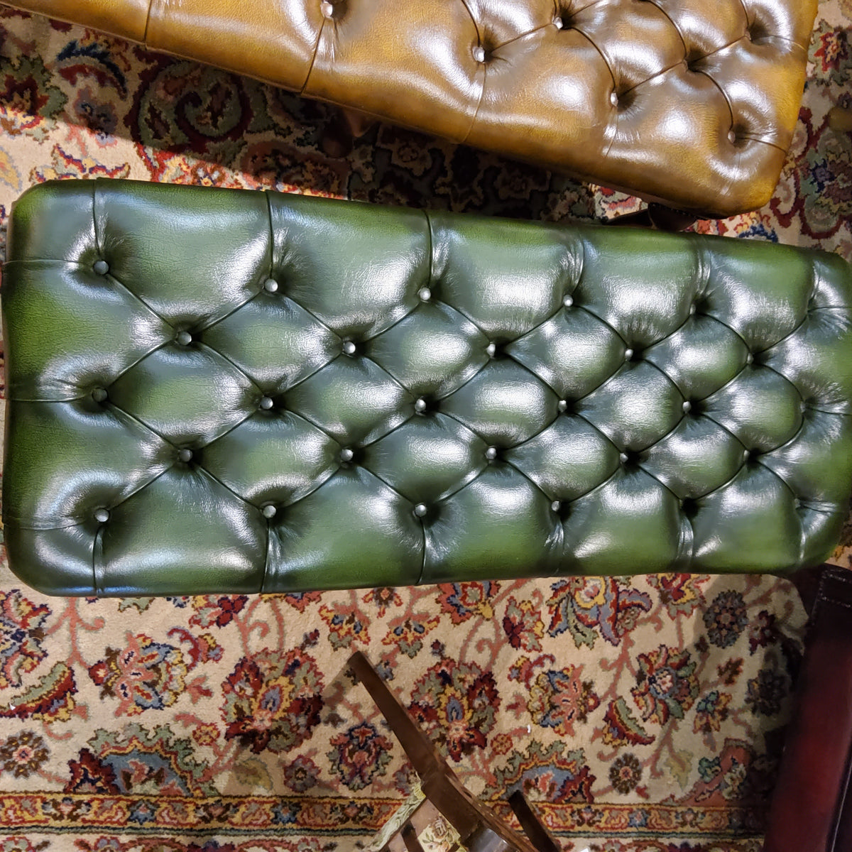 Chesterfield style leather tufted footstool/ bench
