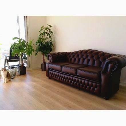 Oxford 3 Seater Full Grain Leather Sofa in Antique Tan