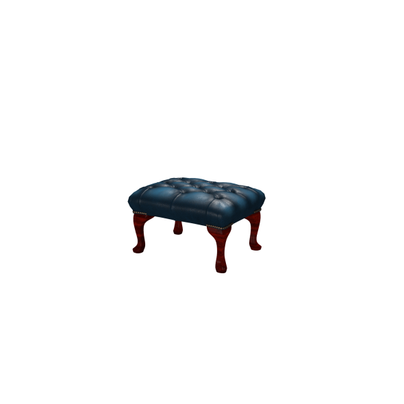 Chesterfield Queen Anne Leather Footstool in Antique Red