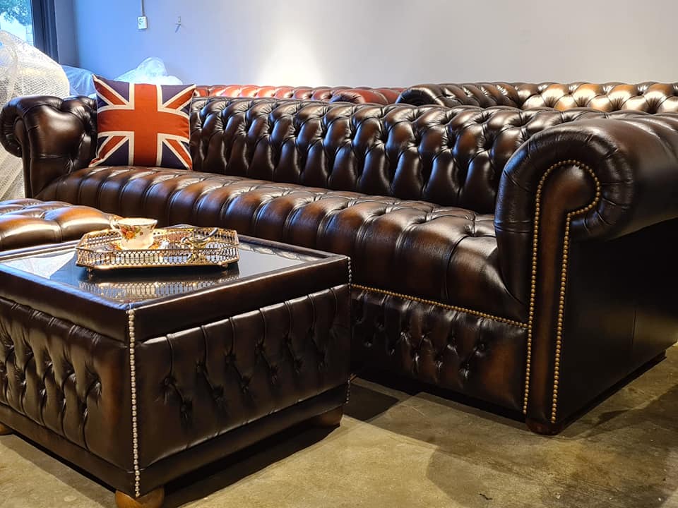 Belgravia 3 Seater Full Grain Aniline Leather Sofa in Vele Black