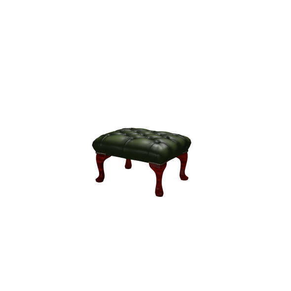 Chesterfield Queen Anne Leather Footstool in Antique Red