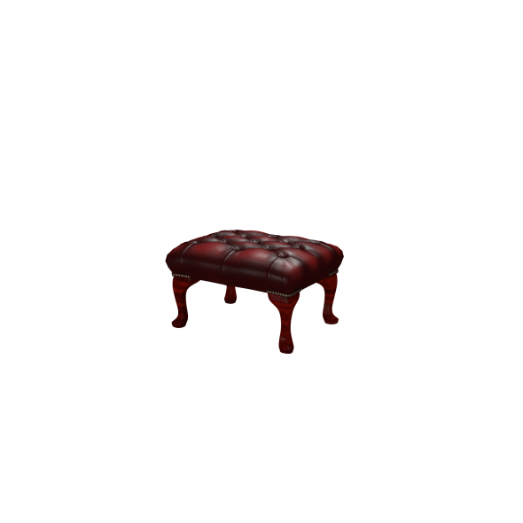 Chesterfield Queen Anne Leather Footstool in Antique Red