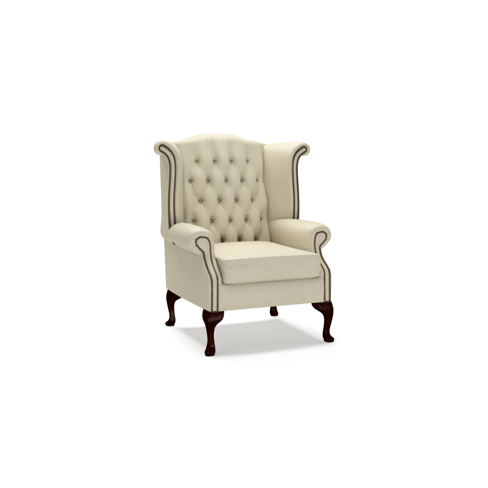 Queen Anne Scroll Armchair Full Grain Leather