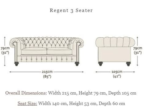 Regent 3 Seater Full Grain Leather Sofa in Old English Black