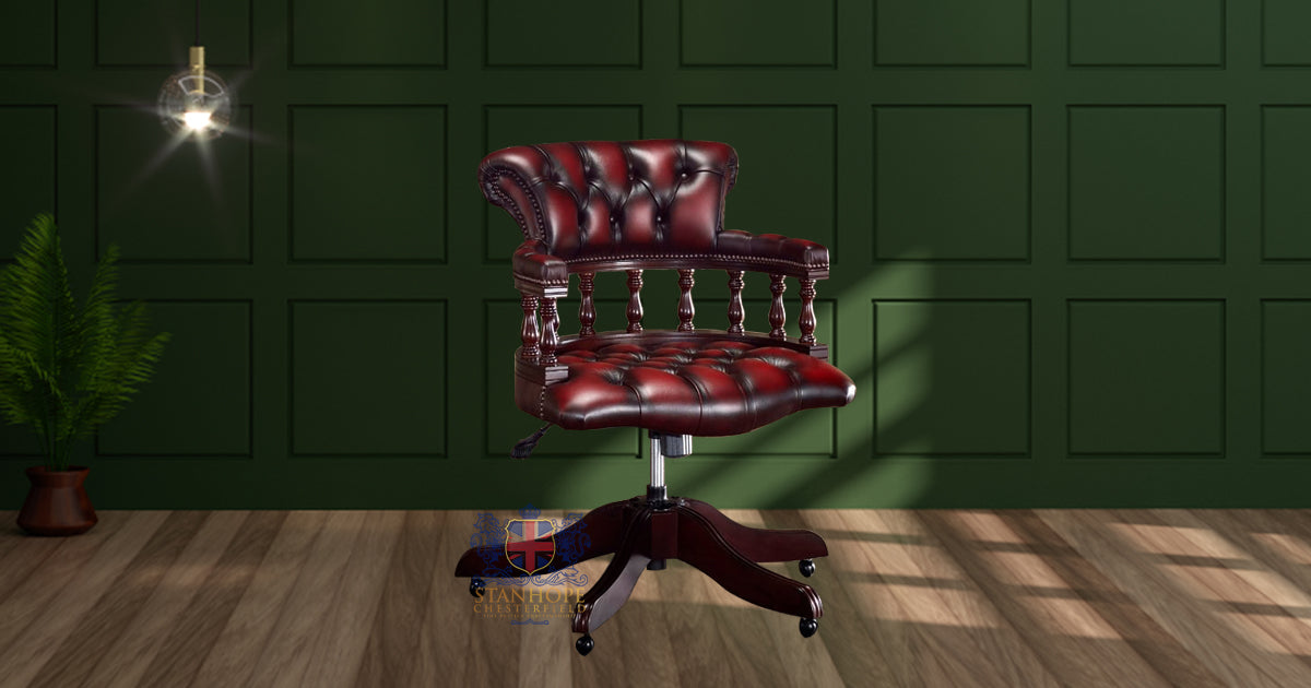 Chesterfield Full Grain Leather Captain's Swivel