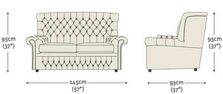 Chesterfield Highback 2 Seater Recliner Full Grain Leather Sofa