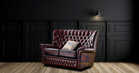 Chesterfield Highback 2 Seater Recliner Full Grain Leather Sofa