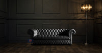 Belgravia 3 Seater Full Grain Aniline Leather Sofa in Vele Black