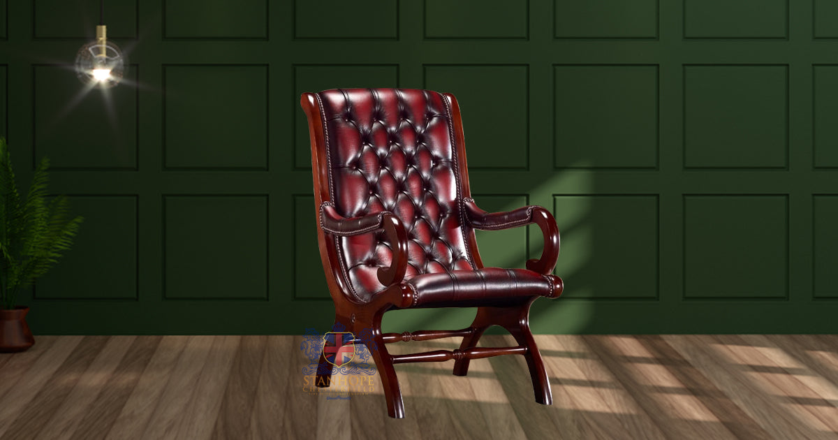 Chesterfield Slipper Full Grain Leather Chair
