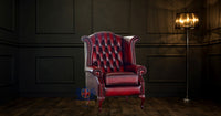 Queen Anne Scroll Armchair Full Grain Leather
