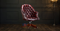 Chesterfield Director's Swivel Full Grain Leather Chair