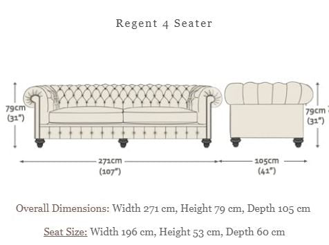 Regent 3 Seater Full Grain Leather Sofa in Old English Black