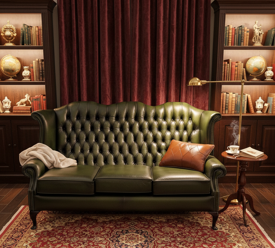 High Back 3 seaters antique green store piece
