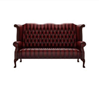 Woburn Queen Anne High Back Scroll Sofa 3 Seater antique oxblood