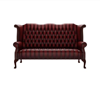 Back Scroll Sofa 3 Seater Antique Oxblood