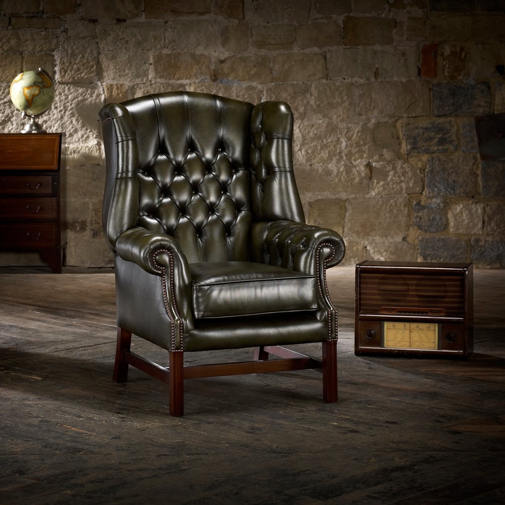 Georgian Chesterfield leather armchair