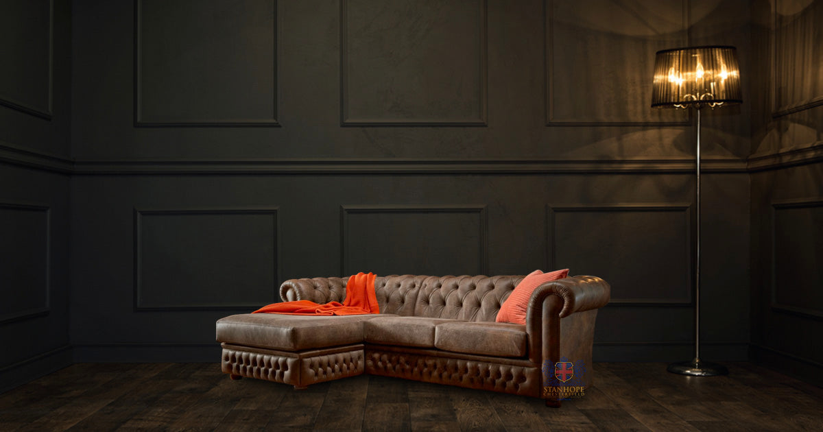 Chesterfield L Shaped Full Grain Leather Sofa