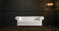 Belgravia 3 Seater Full Grain Aniline Leather Sofa in Vele Brilliant White